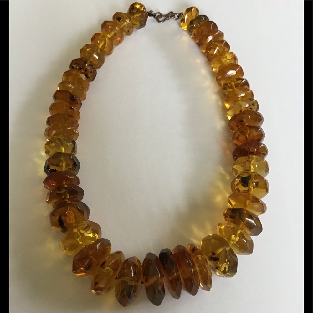 Huge Faceted Mexican (?) Amber Necklace 68 Gr.